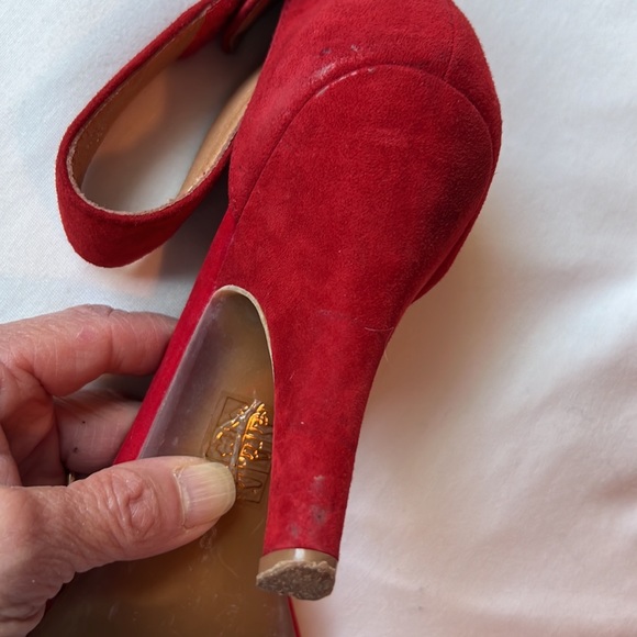Jeffrey Campbell Red Suede Foxtrot Heeled Sandal Sz 8 - Picture 8 of 11